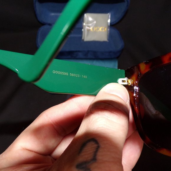 GUCCI Tortoiseshell Striped Green/Brown Sunglasses main image 6